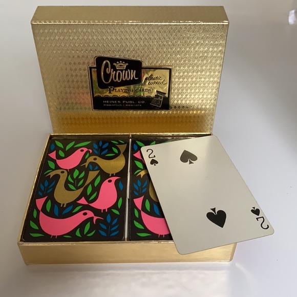 Vintage Crown Retro Playing Cards 2 Sets Birds - Picture 6 of 6
